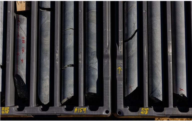 Diamond core trays laid out for logging