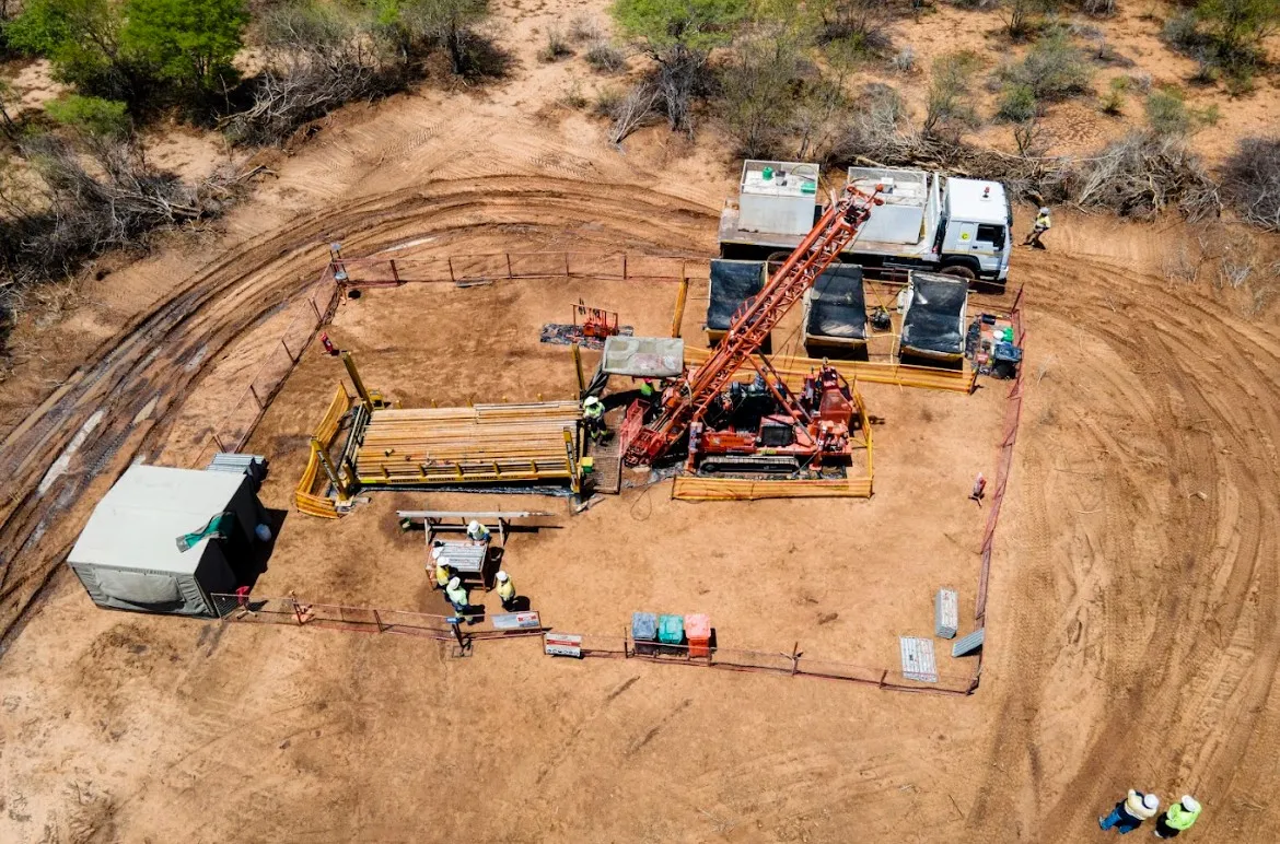 Support truck and drilling equipment mobilised on a remote site